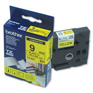 Banda laminata Brother TZ621 8m/9mm negru/galben imagine