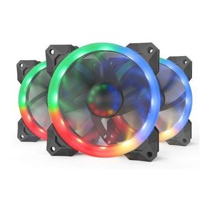 Ventilator Redragon F008, 120mm, Iluminare RGB, 3 buc. (Negru) imagine
