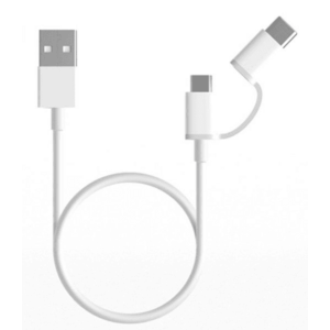 Cablu de date Xiaomi Mi 2 in 1 SJV4083TY, Micro USB si Type-C (Alb) imagine