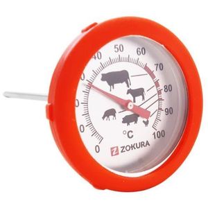 Termometru pentru carne Zokura Z1184, 0 / 100°C (Rosu/Inox) imagine