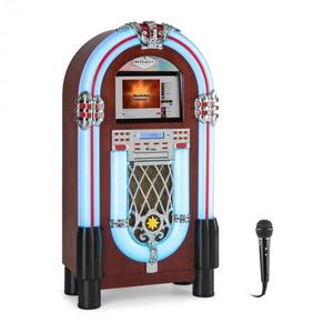 Auna Graceland Touch, tonomat, panou de control tactil de 12 ", WLAN, CD, BT, microfon, aspect de lemn imagine