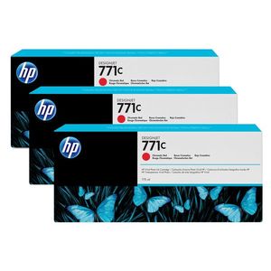 HP Pachet cu 3 cartuşe de cerneală DesignJet 771C Roşu B6Y32A imagine