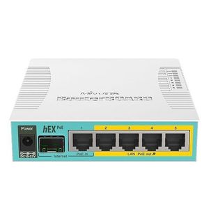 Mikrotik hEX PoE router cu fir Alb RB960PGS imagine