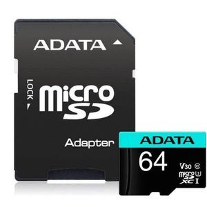 Card de memorie ADATA Premier, MicroSDXC, 64GB, UHS-I, Class 10, U3 + Adaptor microSD imagine