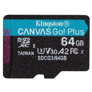 Card de memorie Kingston Canvas Go! Plus, MicroSDXC, 64GB, UHS-I, Class 10, U3, V30, A2 imagine