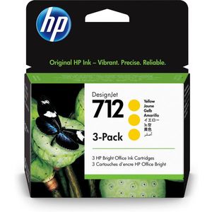 HP Pachet cu 3 cartuşe de cerneală 712 DesignJet, galben, 29 3ED79A imagine
