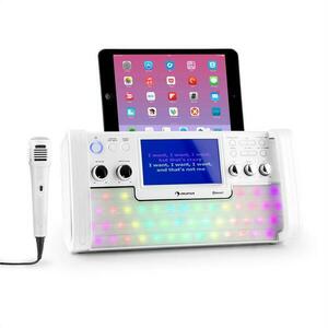 Auna DISCOFEVER, alb, sistem karaoke cu bluetooth, LED-uri, ecran TFT de 7 ", CD, USB imagine