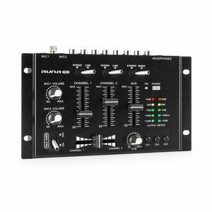 Auna Pro TMX-2211, MKII, DJ-Mixer, 3/2 canale, crossfader, talkover, montare pe raft, negru imagine