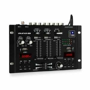 Auna Pro DJ-22BT, MKII, mixer, DJ-mixer cu 3/2 canale, BT, 2xUSB, montare pe raft, negru imagine