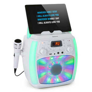 Auna StarMaker Plus, sistem karaoke, dispozitiv karaoke, bluetooth, USB, CD, spectacol LED, cinch imagine