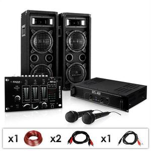 Electronic-Star SET PA DJ "DJ-24M" Amplificator-Mixer-Boxe-Microfon 1200W imagine