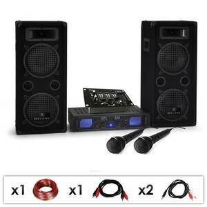 Electronic-Star SET PA DJ "DJ-25M" PA Amplificator Boxe-Microfon- Mixer 1600W imagine