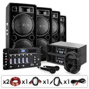 Electronic-Star Set DJ PA „Bass First Pro Bluetooth”, 2 x amplificator, 4 x boxe, mixer, 4000 W imagine