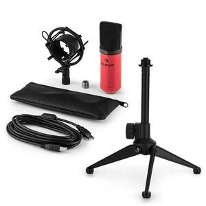 Auna MIC-900RD V1, set de microfon usb, microfon condensator roșu + suport de masă imagine