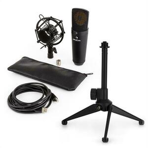 Auna MIC-920B, set de microfon V1 usb, microfon cu membrană mare, negru, suport de masă imagine