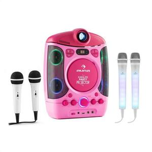 Auna KARA PROJECTURA PINK + karaoke set DAZZL MIC, microfon, lumini led imagine
