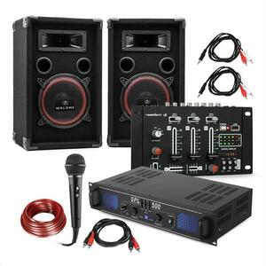 Electronic-Star DJ-14 BT, DJ PA set, amplificator PA, mixer BT, 2 x difuzoare, micro karaoke imagine