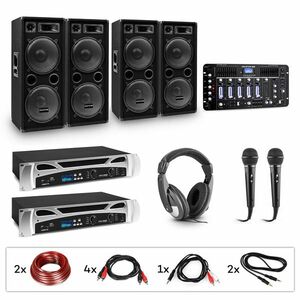 Electronic-Star eStar Bass-Party Pro, sistem DJ, set, 2 x amplificator PA, mixer DJ, 4 x subwoofer imagine