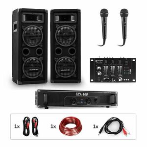 Auna Pro PW-65x22 MKII, set karaoke PA, amplificator, 2 difuzoare pasive PA, mixer, 2 microfoane imagine