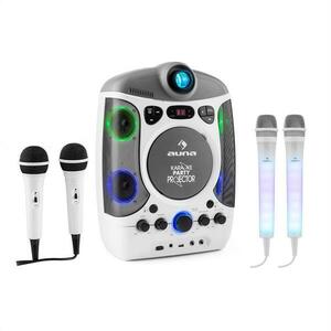 Auna SET: sistem de karaoke Kara Projectura, alb + două microfoane Kara Dazzl, iluminare cu led-uri imagine