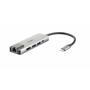HUB USB D-LINK DUB-M520, Gigabit LAN x 1, USB 3.0 x 2, HDMI x 1, USB Type C x 1 (Argintiu) imagine