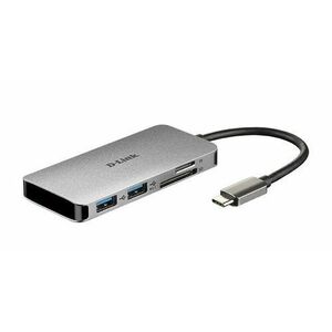 HUB USB D-LINK DUB-M610, SD/microSD Dual Card Reader x 1, USB 3.0 x 2, HDMI x 1, USB Type C x 1 (Gri) imagine