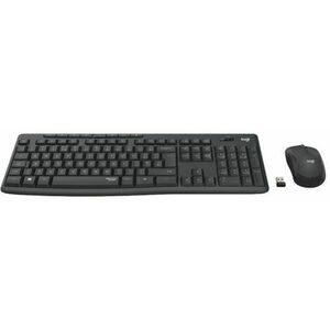 Kit wireless tastatura si mouse Logitech MK295 Silent, US layout, USB (Negru) imagine