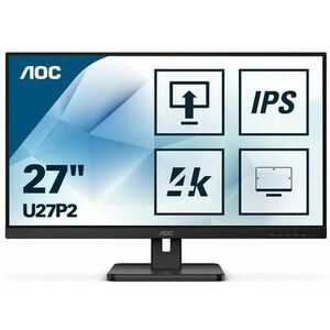 Monitor IPS LED AOC 27inch U27P2, UHD (3840 x 2160), HDMI, DisplayPort, Boxe, Pivot (Negru) imagine