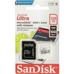 Card de memorie SanDisk Ultra microSDXC SDSQUNR-128G-GN3MA, 128GB, UHS-I, Clasa10 + Adaptor SD imagine