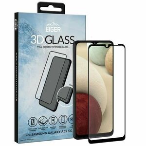 Folie Protectie Sticla Temperata Eiger 3D Edge to Edge EGSP00720 pentru Samsung Galaxy A12 / A32 5G (Transparent/Negru) imagine