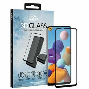 Folie Protectie Sticla Temperata Eiger 3D Edge to Edge EGSP00618 pentru Samsung Galaxy A21s (Transparent/Negru) imagine