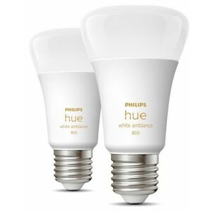 Pachet 2 becuri LED inteligente Philips Hue A60, Bluetooth, Zigbee, E27, 6W (60W), 806 lm, lumina alba imagine