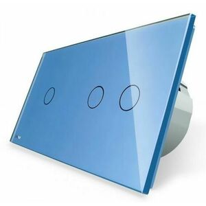 Intrerupator simplu + dublu cu touch Livolo din sticla (Albastru) imagine