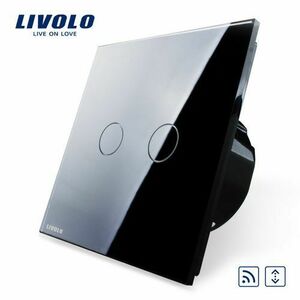 Intrerupator draperie wireless cu touch Livolo din sticla (Negru) imagine
