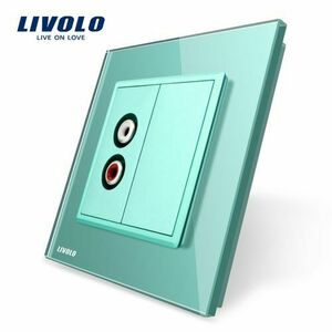 Priza simpla audio Livolo cu rama din sticla (Verde) imagine