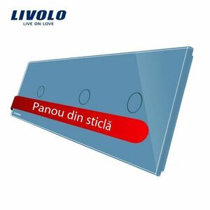Panou intrerupator simplu+simplu+simplu cu touch Livolo din sticla (Albastru) imagine