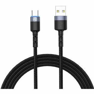 Cablu de date Tellur USB Type-C cu LED, Nailon, 2m, Negru imagine