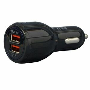 Alimentator auto Spacer, 1 x USB QC3.0 & 1 USB max. 3.1A, pentru bricheta auto, negru, SP-QC-30 imagine