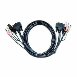 Cablu KVM Aten 3 in 1 2L-7D02U, conector tip USB si 3.5 mm Jack x 2 si DVI-D, 1.8m, Negru imagine