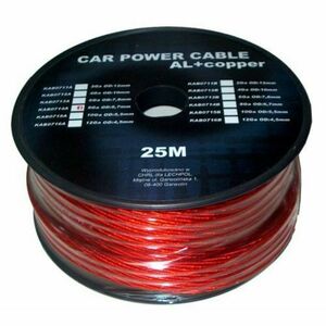 Cablu de putere din aluminiu + cupru 4GA, 6.7 x 8.31 mm, 25 m, Rosu imagine