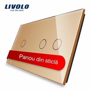 Panou intrerupator simplu+dublu cu touch Livolo din sticla imagine
