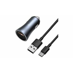 Incarcator Auto Baseus Golden Contactor Pro Dual TZCCJD-0G, Quick Charger 40W, 1 x USB, 1 x USB Type-C + cablu USB Type-c, 1m (Gri) imagine