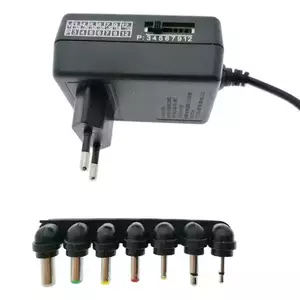 Adaptor universal AC-DC 24W, Energenie, de la 3V la 12 V, maxim 2 A, cu 7 conectori, cablu 120 cm, cu protectie, Negru imagine