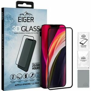 Folie Protectie Sticla Temperata Eiger 3D EGSP00622 pentru Apple iPhone 12, iPhone 12 Pro (Transparent/Negru) imagine