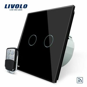 Intrerupator LIVOLO cu touch dublu wireless telecomanda inclusa (Negru) imagine