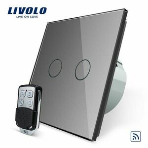 Intrerupator LIVOLO cu touch dublu wireless telecomanda inclusa (Gri) imagine