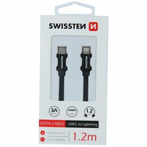 Cablu de date SWISSTEN USB-C / Lightning 1, 2 m - black imagine