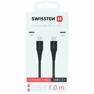 Cablu de date SWISSTEN TPU USB-C / USB-C, 1 m - black imagine