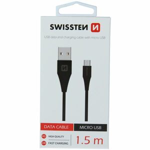 Cablu de date SWISSTEN USB / microUSB 1, 5 m - black imagine