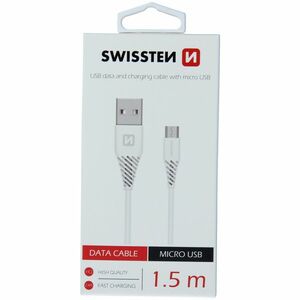 Cablu de date SWISSTEN USB / microUSB 1, 5 m - white imagine